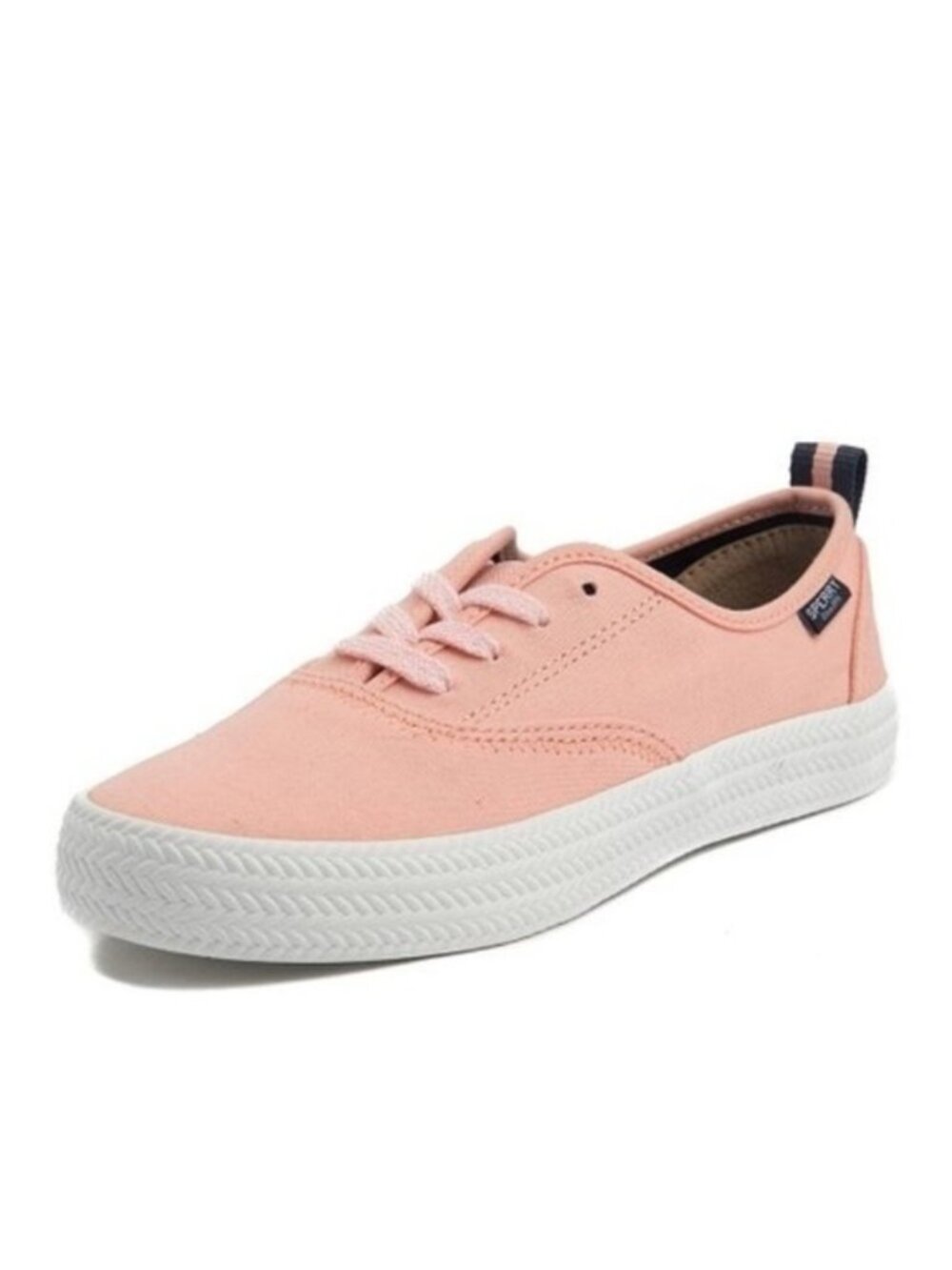 Sperry Crest Knot Womens 8 Coral Slip On Top Sider W/ Lace Canvas Low Tops Retro